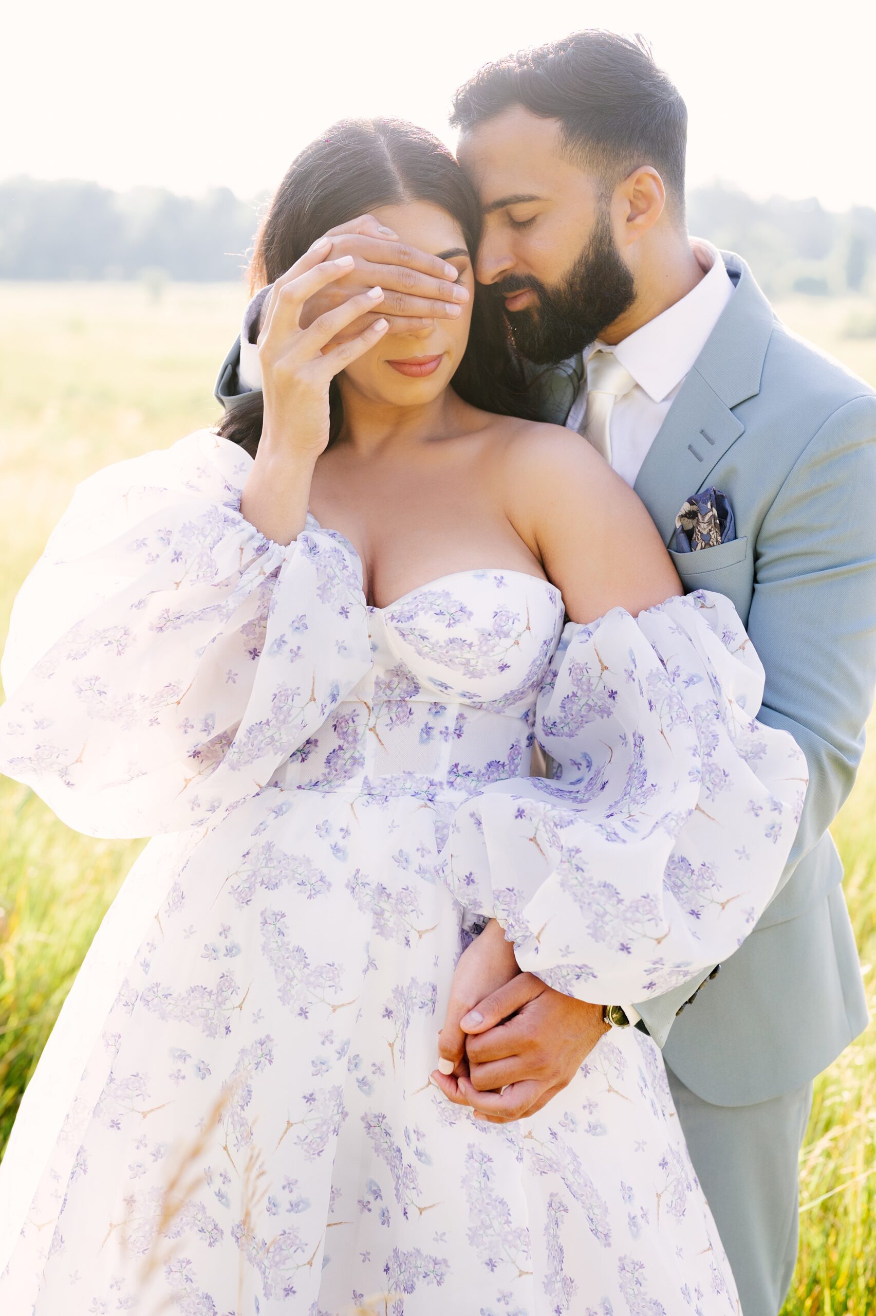 scotsdale farm flowy gown dress engagement photos