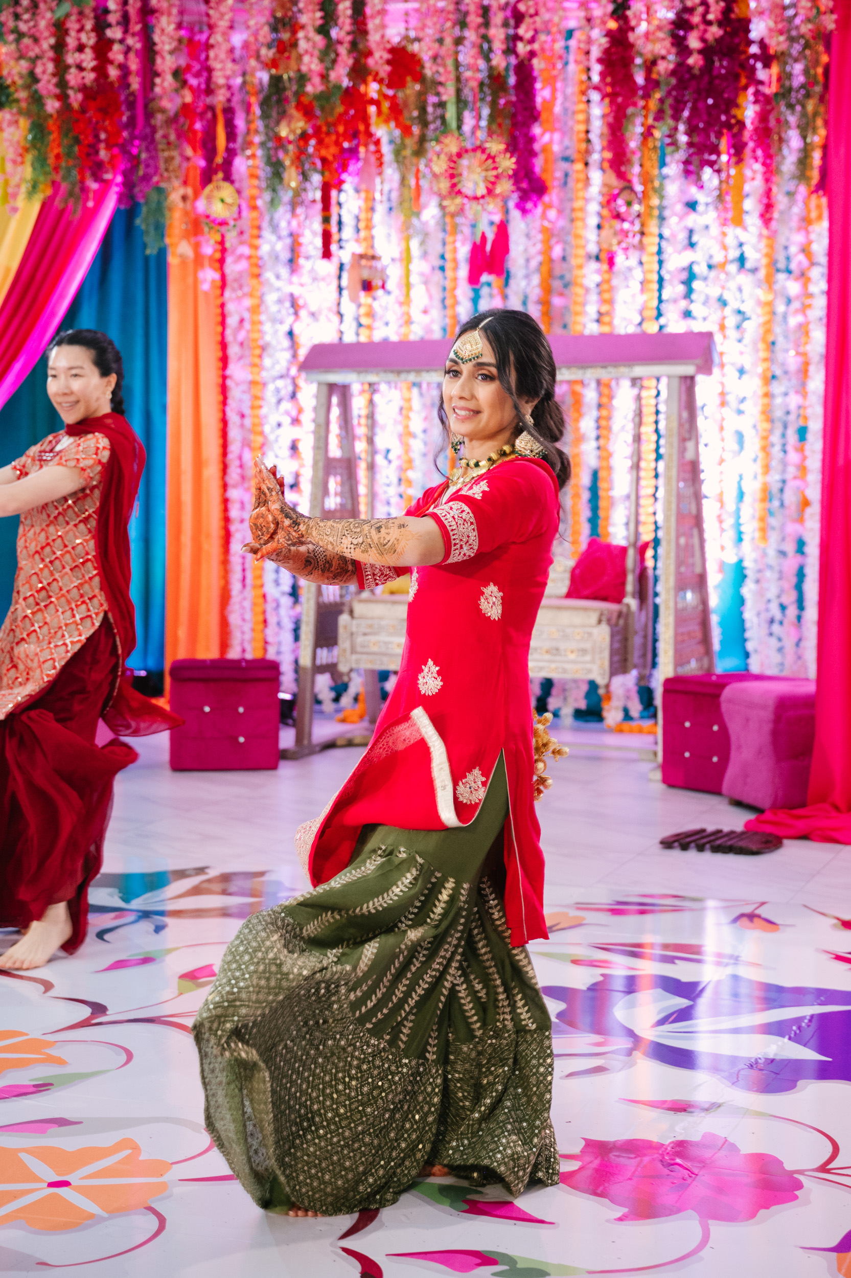 Candid moment of Anita and her brother performing choreographed dance at Dallas Sangeet