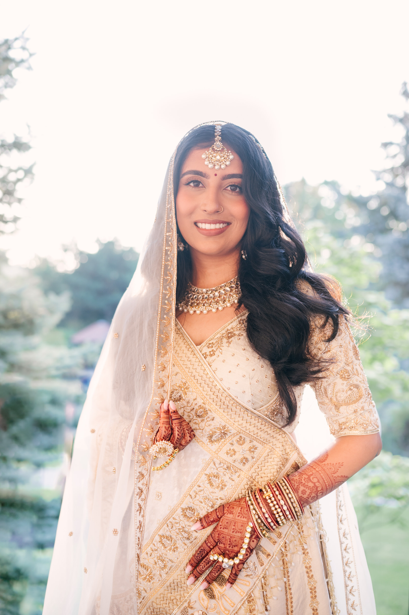 Bridal portraits of Mirangi Patel, from Tiktok and of Rani Events, on her wedding day by Strokes Photography. 